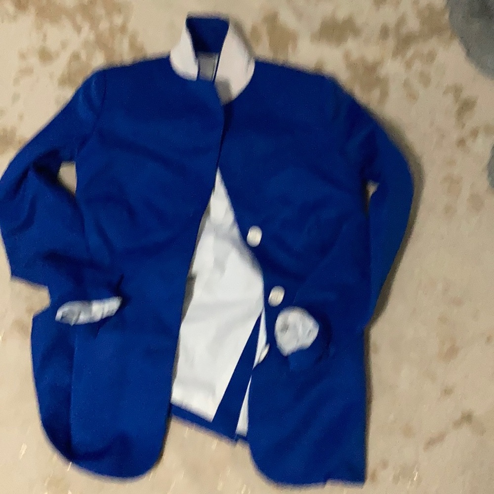 Color block blue and white Blazer fashion